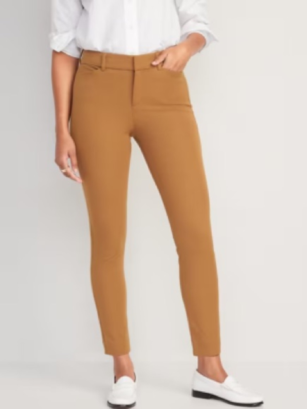 Old Navy mid-rise mustard yellow stretch pixie ankle pants